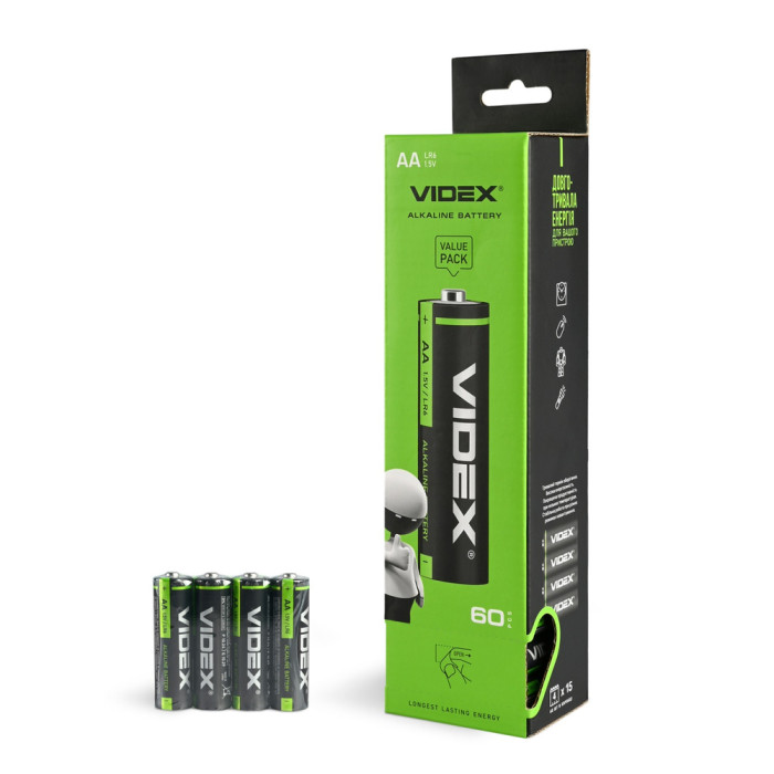 Батарейки лужні Videx LR06/АА, 4 шт. упак (LR6/AA 4pcs S)