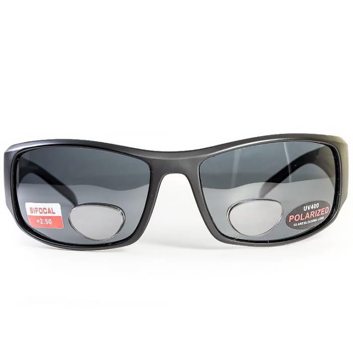 Окуляри BluWater Bifocal - 1 (+2.0) Polarized (gray) чорна біфокальна лінза з діоптріями 