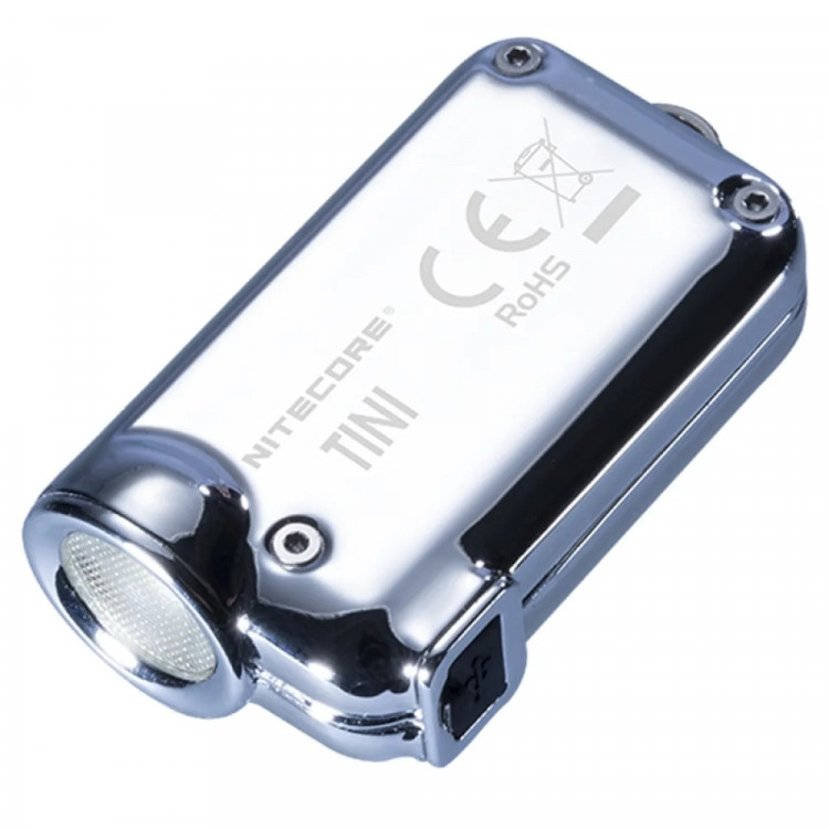 Ліхтар наключний Nitecore TINI SS (Cree XP-G2 S3 LED, 380 люмен, 4 режими, USB), крижаний 