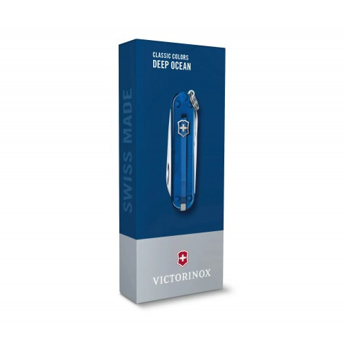 Нож-брелок Victorinox Classic SD Transparent Colors Deep Ocean (0.6223.T2G) 7 функций, 58 мм, Gift Box 