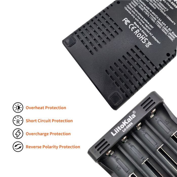 Зарядний пристрій Liitokala Lii-500s, 4 канали, Ni-Mh/Li-ion, 220v/12v, Powerbank, Test 