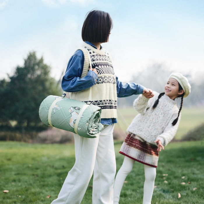 Килимок для пікніка Naturehike CNK2350WS010 170*200 см, блакитний із принтом 