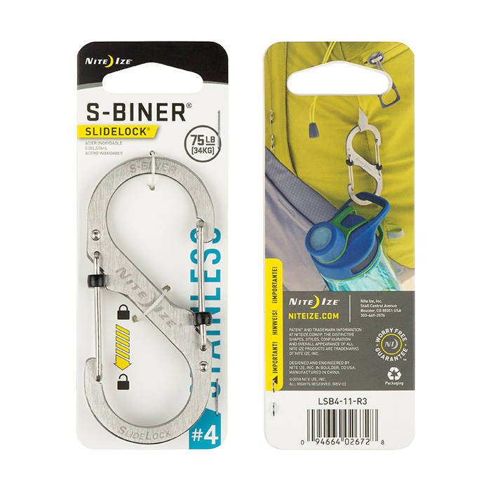 з фіксатором Nite Ize S-Biner з фіксатором ковзний замок № 4 з нержавіючої сталі (LSB4-11-R3) 