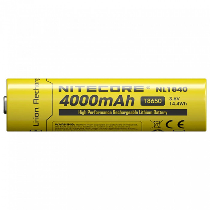 Акумулятор літієвий Li-Ion 18650 Nitecore NL1840 3.6V (4000mAh), захищений 