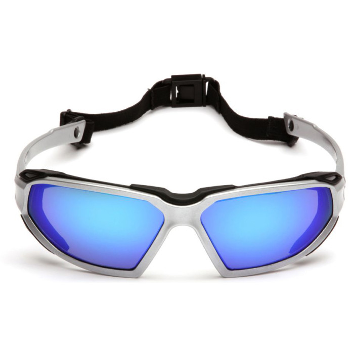 Окуляри Pyramex Highlander Silver (ice blue mirror) дзеркальні сині в сріблястій оправі 