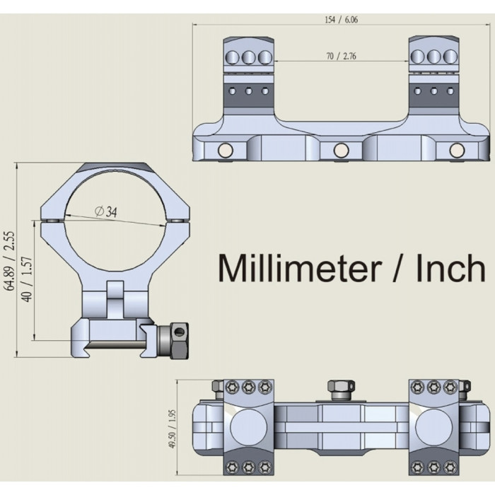 Моноблок Vector Optics X-ACCU 34 мм High на Пікатіні 