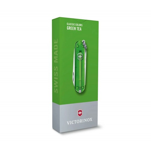 Нож-брелок Victorinox Classic SD Transparent Colors Green Tea (0.6223.T41G) 7 функций, 58 мм, Gift Box 