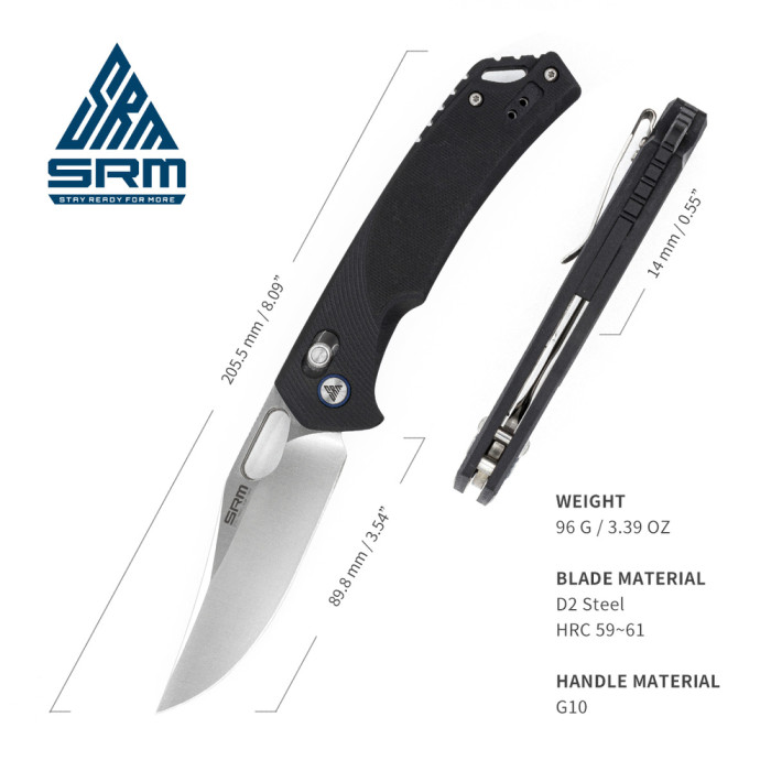 Ніж складаний SRM Retriever 9201, чорний 