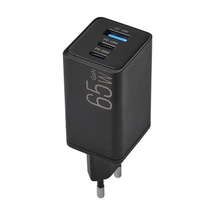 Мережевий зарядний пристрій Brevia ePowerGaN PD65W 2xUSB-C+USB-A 