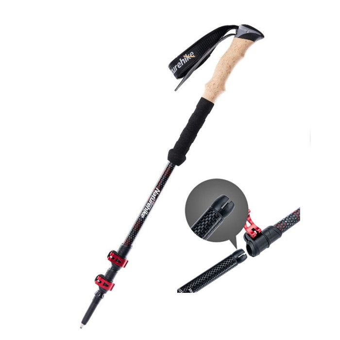 Трекінгова палиця Naturehike NH20DS003, 135 см, чорний/червоний 