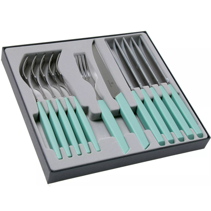 Набір кухонний Swiss Modern Table Set 12шт із мятн. ручкою (6 ножів steak, 6 виделок) 