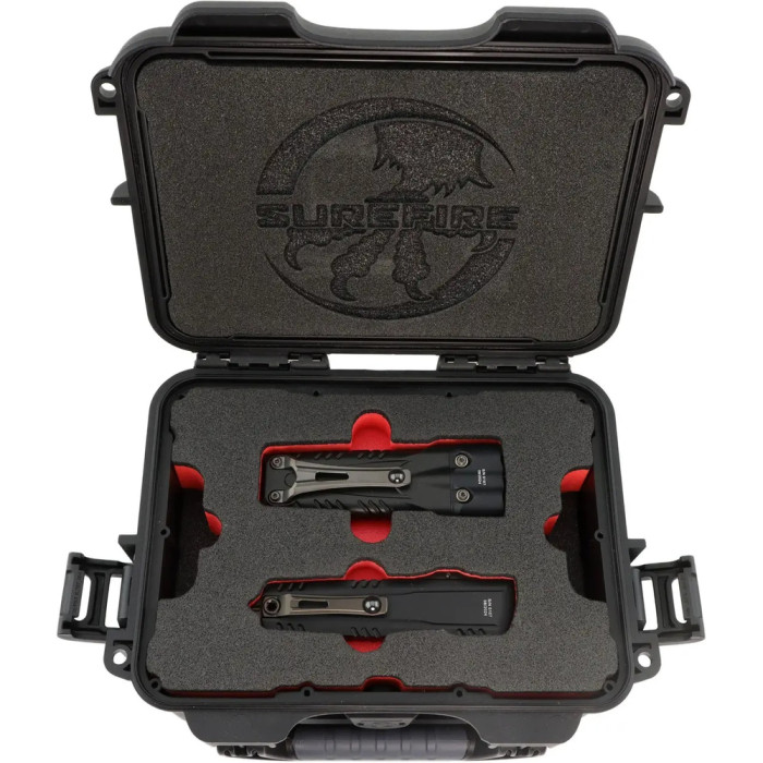 Набір Microtech Surefire Luminary D/E - Stiletto Pro II Collaboration Zero Blade Play DLC Stonewash Full Serrated 