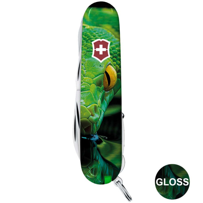 Складаний ніж Victorinox HUNTSMAN ZODIAC Зелена дерев'яна змія 1.3713.3.Z4310pk 
