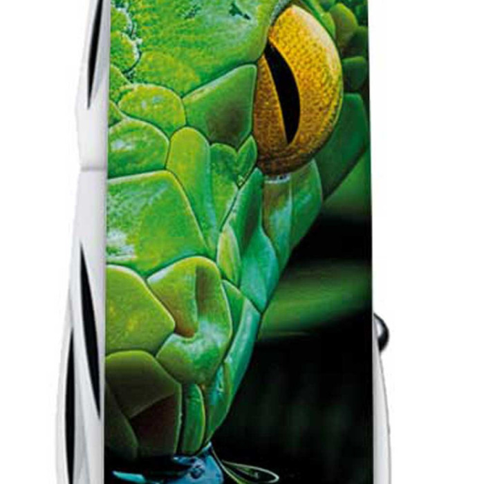 Складаний ніж Victorinox HUNTSMAN ZODIAC Зелена дерев'яна змія 1.3713.3.Z4310pk 