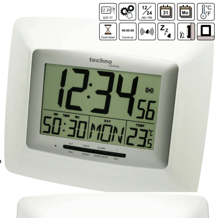 Годинник настінний Technoline WS8100 White/Silver (WS8100) 