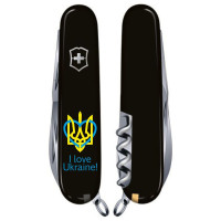 Складаний ніж Victorinox HUNTSMAN UKRAINE Тризуб із серцем + I love Ukraine 1.3713.3_T1310u