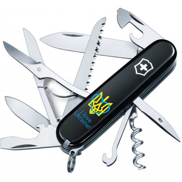Складаний ніж Victorinox HUNTSMAN UKRAINE Тризуб із серцем + I love Ukraine 1.3713.3_T1310u 