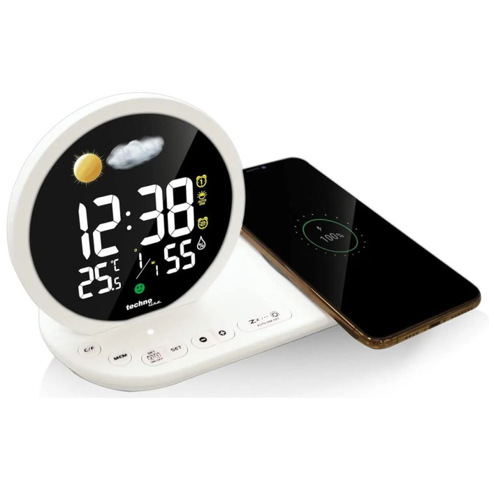 Годинник настільний Technoline WT427 Wireless Mobile Charging White (WT427) 