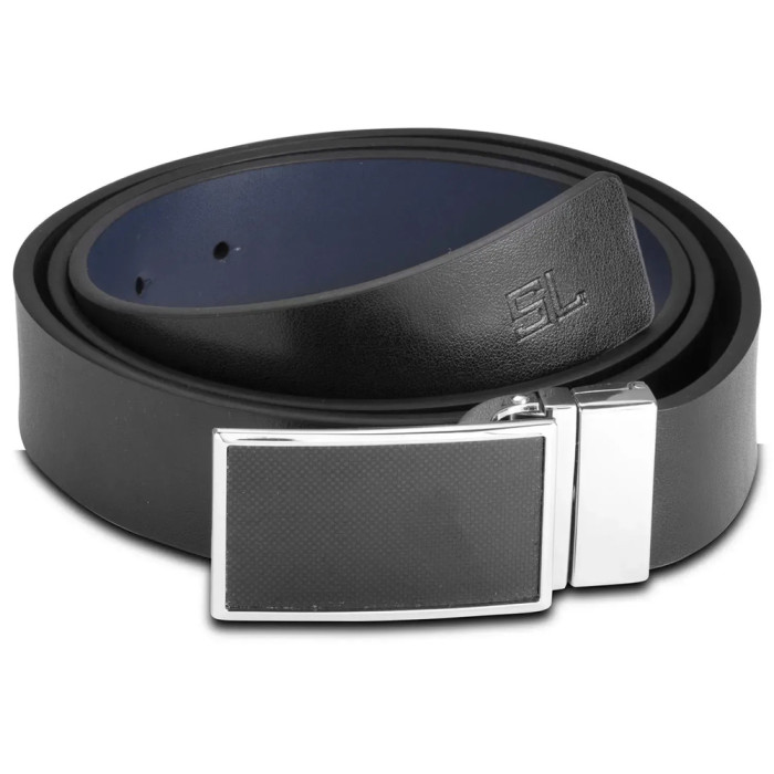 Ремінь чоловічий шкіряний Semi Line Black/Blue (P8234-0 S) 