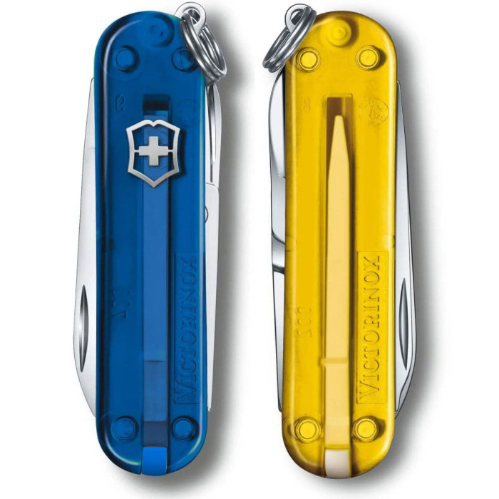 Ніж Victorinox Classic SD Ukraine 58мм/7функ/син.прозор-жовт.прозор 