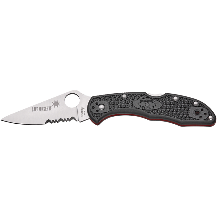 Ніж Spyderco Delica 4, Thin Red Line, напівсерейтор black (C11FPSBKRD) 