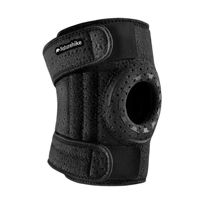 Бандаж на коліно туристичний з пружинною підтримкою Naturehike Qingyue CNK2650DS010, чорний