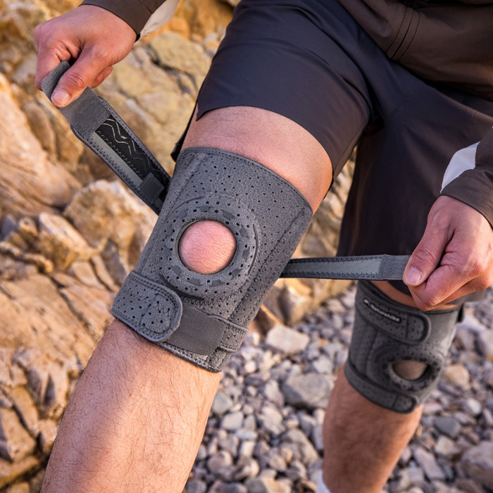 Бандаж на коліно туристичний з пружинною підтримкою Naturehike Qingyue CNK2650DS010, чорний