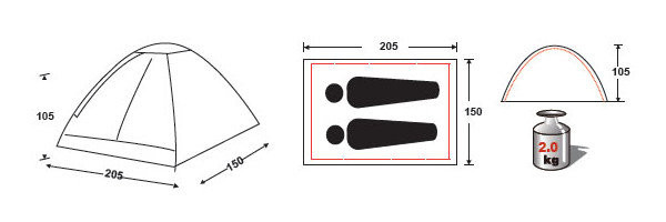 Намет KingCamp Monodome 2 (KT3016), Green 