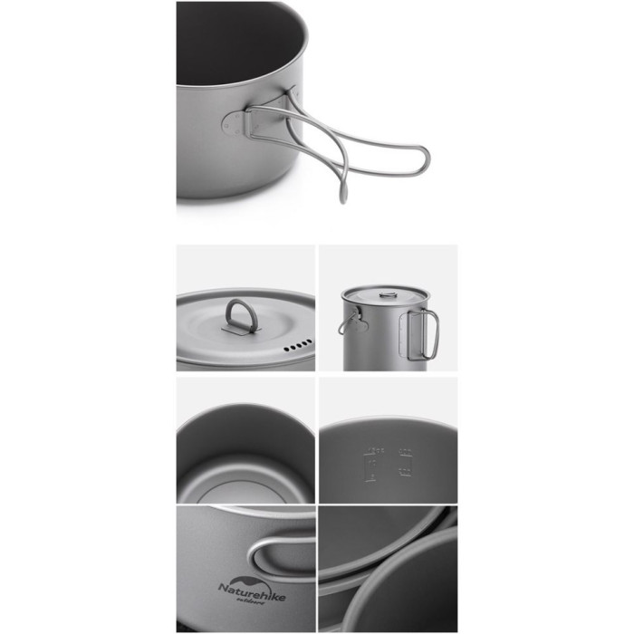 Каструля титанова зі складаною ручкою 800 мл Naturehike NH18T101-A 