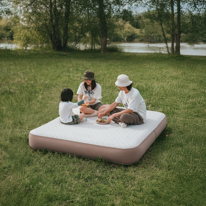 Самонадувний матрац, трьохмісний, із вбудованою помпою Naturehike CNK2450WS040, 250 мм, сірий 