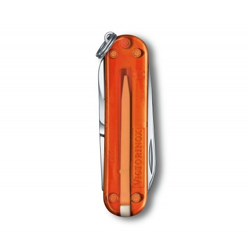 Нож-брелок Victorinox Classic SD Transparent Colors, Fire Opal (0.6223.T82G) 7 функций, 58 мм, Gift Box 