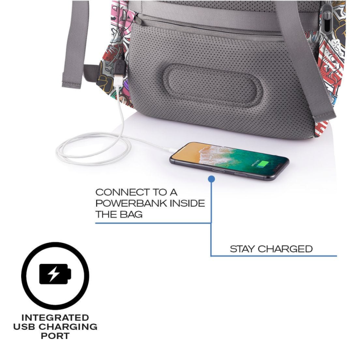 Рюкзак XD Design Bobby Soft Art Graffitti, захист від крадіжок, порізів 