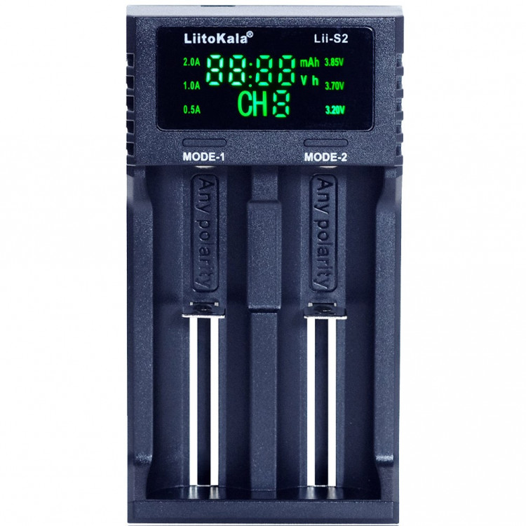 Зарядний пристрій Liitokala Lii-S2, 2 канали, Ni-Mh/Li-ion /LiFePo4, USB 