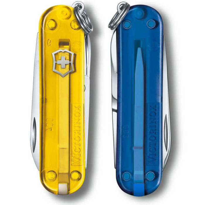 Ніж Victorinox Classic SD Ukraine 58мм/7функ/жовт.прозор-син.прозор 