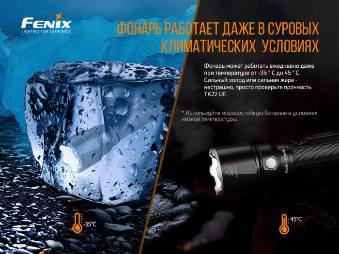 Ліхтар Fenix TK22UE (1600 lm, 21700/18650), 1600 люмен 