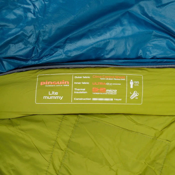 Спальний мішок Pinguin Lite Mummy (14/10°C), 185 см - Right Zip, Petrol (PNG 228267) 2020 