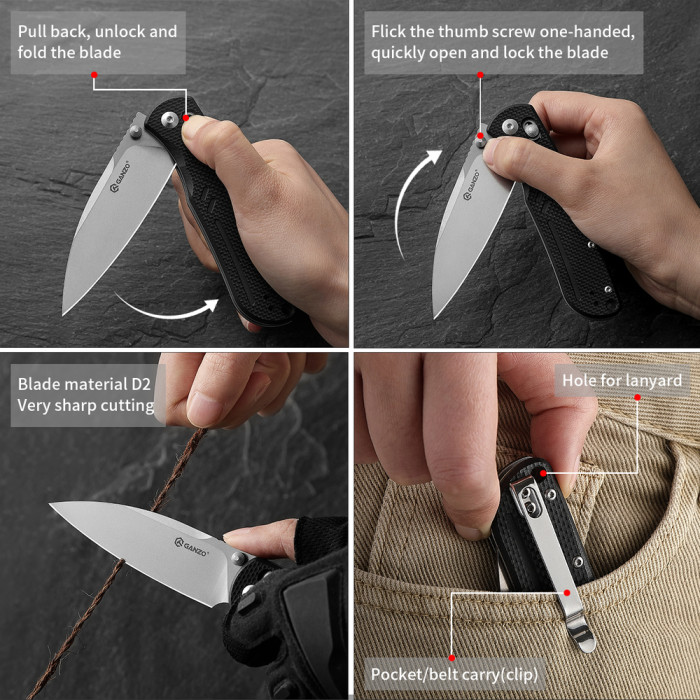 Ніж складаний Ganzo G771-BK чорний 