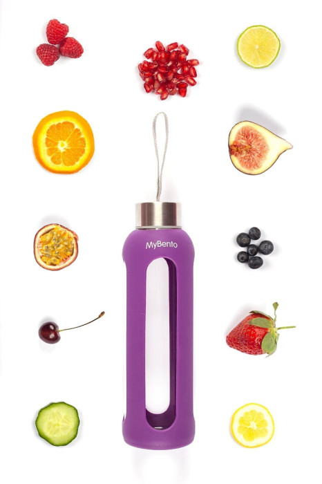 Пляшка для води Summit MyBento Eco Glass Bottle Silicone Cover фіолетова 500 мл 