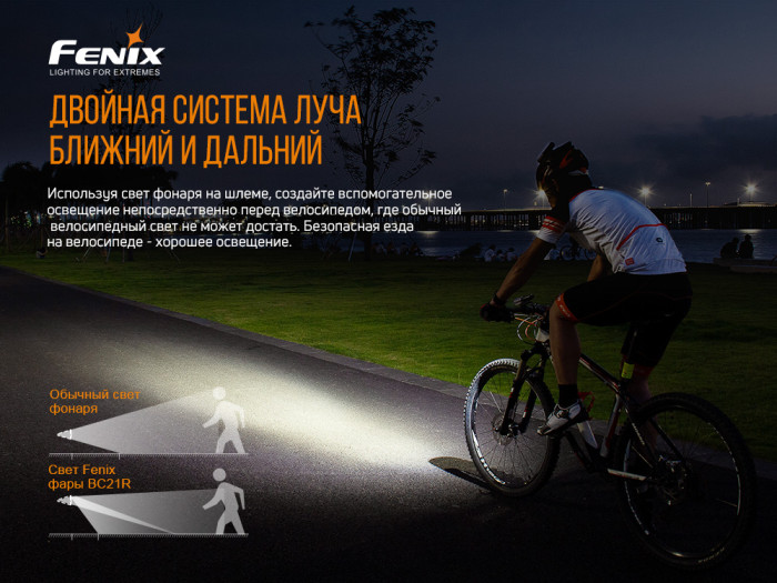 Велосипедний комплект фара Fenix BC21RV20 + шкарпетки Dexshell DS648GRY 