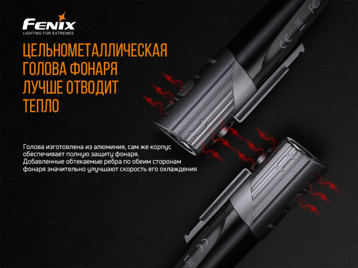 Велосипедний комплект фара Fenix BC21RV20 + шкарпетки Dexshell DS648GRY 