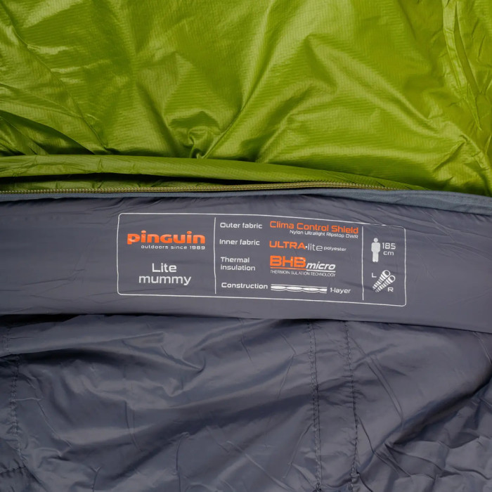 Спальний мішок Pinguin Lite Mummy (14/10°C), 195 см - Left Zip, Khaki (PNG 228342) 2020 