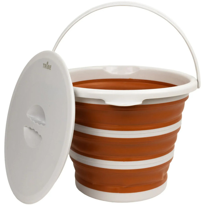 Відро Tribe Water Bucket Lid 10 л силіконове з кришкою T-FJ-0050, terracota