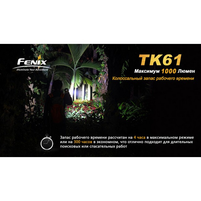 Пошуковий ліхтар Fenix TK61, сірий XM-L2 (U2) LED, 1000 люмен 