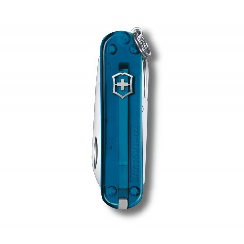 Нож-брелок Victorinox Classic SD Transparent Colors, Sky High (0.6223.T61G) 7 функций, 58 мм, Gift Box 