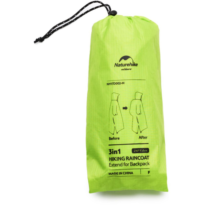 Пончо-дощовик 3 в 1 Naturehike NH17D002-M, 210T, зелений 