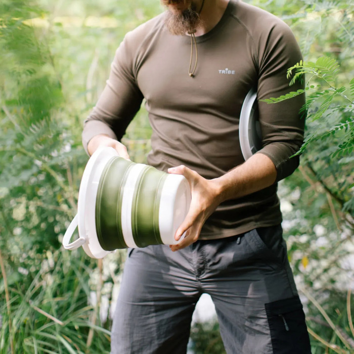 Відро Tribe Water Bucket Lid 5 л силіконове з кришкою T-FJ-0049, olive