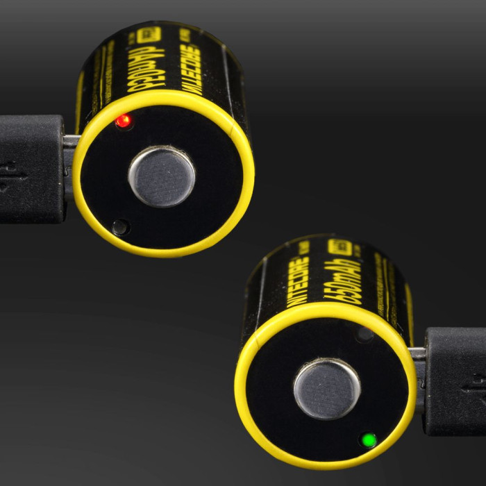 Акумулятор літієвий Li-Ion RCR123A Nitecore NL1665R 3.6 V 650mAh, USB, захищений 