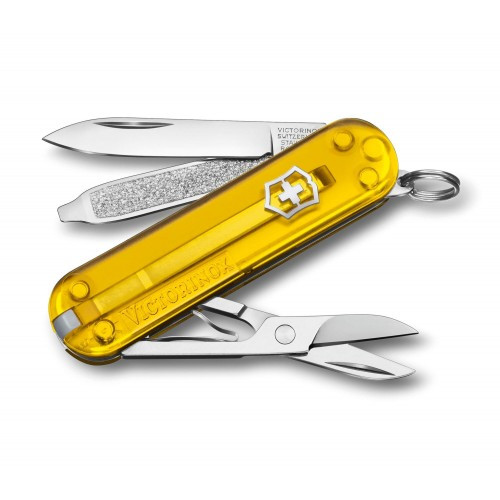 Нож-брелок Victorinox Classic SD Transparent Colors, Tuscan Sun (0.6223.T81G) 7 функций, 58 мм, Gift Box 
