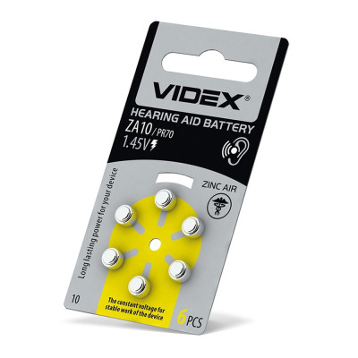 Батарейки повітряно цинкові Videx ZA10 (PR70) BLISTER6