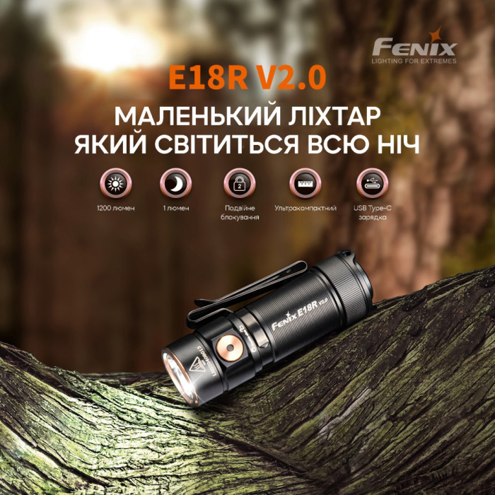 Ліхтар ручний Fenix E18R V2.0 (відновлений/ ремонтзʼєднання плати/ відкрита упаковка) 